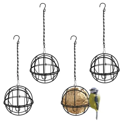 Productafbeelding van Vogelvoederhuisje - Vogelvoederbak - Set van 4 - Metaal - Zwart - Eekhoornsbestendig