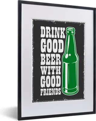 Produktbild von MuchoWow® MuchoWow® Gerahmtes Poster Mancave - Bier - Vintage - Flasche 30x40 cm - Poster mit zchwarzem Bilderrahmen - Wandposter Schlafzimmer