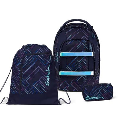 Produktbild von Satch Pack Purple Laser Schulrucksack Set 3tlg.