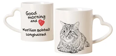 Immagine prodotto di Tazza Kurilian Bobtail con gatto, graziosa tazza con manico a forma di cuore, regalo universale del marchio Art-Dog
