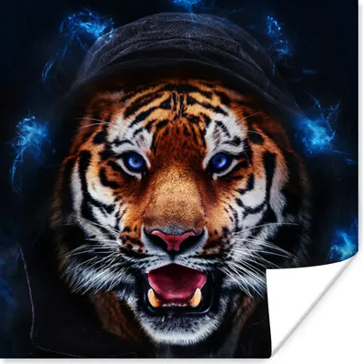 Produktbild von MuchoWow® Poster Tiger - Kleidung - Licht 100x100 cm - Babyzimmer