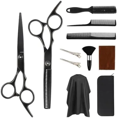 Produktbild von PromoHome® Professionelles Friseurset - Komplettes Haarpflegeset mit Scheren und Zubehör, 11-teilig, Schwarz