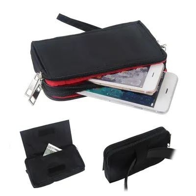 Produktbild von DFV mobile - Horizontale Mehrzweck-Gürteltasche mit Reißverschluss und Handschlaufe für Oukitel U15S - Schwarz (15.5 x 8.5 cm)