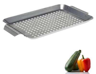 Produktbild von bremermann Edelstahl Grillplatte (32 x 1,5 x 18,5 cm), Grillkorb, Grillpfanne