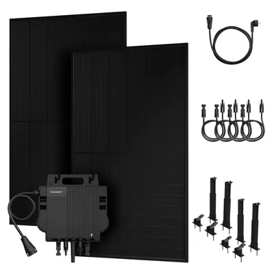Produktbild von Powerness® Balkonkraftwerk 2x 500W Bifazial Glas-Glas Solarmodul mit Growatt NEO-800M-X 800W Mikrowechselrichter und 2x Flachdach-Halterungen 0% VAT