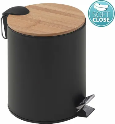 Obrázek produktu pro KENTA odpadkový koš 5l, soft close, černý mat/bambus