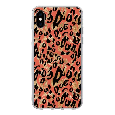 Produktbild von MuchoWow® Handyhülle Schutzhülle Hülle für iPhone Xs Pantherdruck - Gold - Rosa Silikon Softcase Handy Hülle - Handytasche