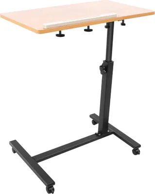 Produktbild von Mobiler Laptoptisch - Höhenverstellbarer Schreibtisch mit Rollen - Doppelt Neigbare Tischplatte - 58–89 cm Höhe - Für Sofa und Bett - Schwarz Holzoptik