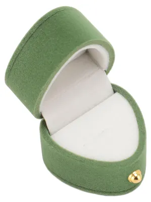 Image de Boîte à bague en forme de cœur, élégante et romantique, petite boîte en flanelle pour la demande en mariage, le fiançailles ou le mariage, de couleur verte