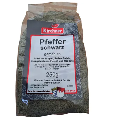 Produktbild von 250g Kirchner Pfeffer schwarz gemahlen