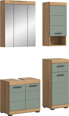 Produktbild von Badezimmer-Set Scout 2 | Salbei / Artisan Eiche | 4-teilig | ohne Aufsatzleuchte
