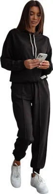 Produktbild von Damen Freizeitanzug Hausanzug Jogginganzug, Schwarz/L/40