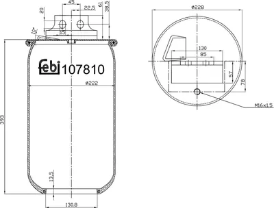 Produktbild von FEBI BILSTEIN Luftfederbalg Federbalg 107810 für IVECO Stralis II 393mm 130mm 228mm