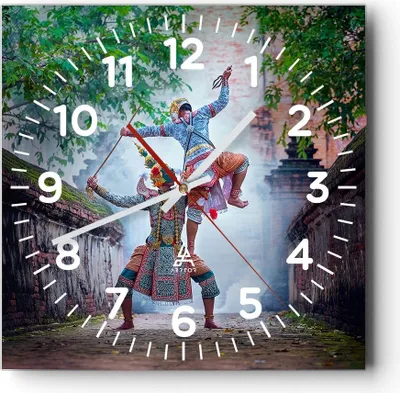 Produktbild von Wanduhr - Quadrat - Glasuhr - Krieger Schwert - 30x30cm - Schleichendes Uhrwerk - Lautlos - zum Aufhängen bereit - Dekoration Modern - Wanddekoration aus Glas - C4AC30x30-4116