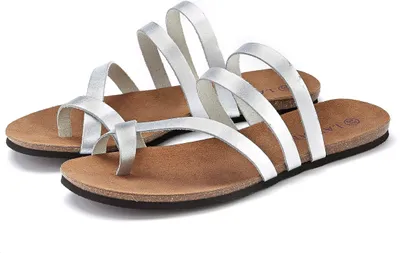 Produktbild von LASCANA Zehentrenner Sommerschuh, Sandale, offener Schuh, Pantolette, silberfarben Größe 36