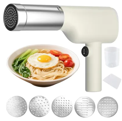 Kabellose Nudelmaschine, 5 Formen, Edelstahl, 200 g Fassungsvermögen
