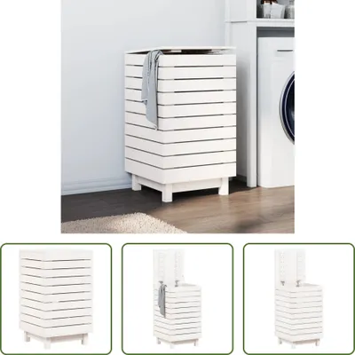 Zdjęcie produktu dla The Living Store Komoda na pranie biała 44x44x76 cm lite drewno sosnowe