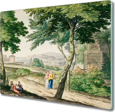 Produktbild von Coloray Hackbrett Herdabdeckplatte 60x52 cm Küchenbrett Kochplattenabdeckung Schneidebrett - Die Dorf Baum Menschen