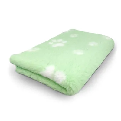 Produktbild von Vet Bed Hundedecke mit Antirutschbeschichtung grün + weiße Pfoten 150 x 100 cm