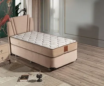 Obrázek produktu pro Beige Stoffbett mit Matratze Modern Schlafzimmermöbel