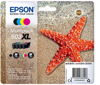 Immagine prodotto di Epson 603XL Multipack - Confezione da 4 pezzi - XL - nero, giallo, ciano, magenta