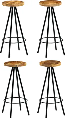 Image de vidaXL Tabouret de bar 4 pcs. Bois massif de manguier