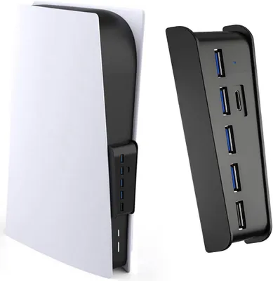 Obrázek produktu pro USB rozbočovač – kompatibilní s PlayStation 5 – 6 portů – Rychlý rozšiřující adaptér – Černý