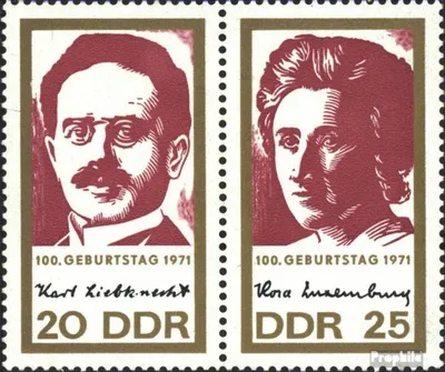 Produktbild von Briefmarken DDR 1971 Mi WZd244 (kompl.Ausgabe) (1650-1651 als Paar) gestempelt Luxemburg, Liebknecht