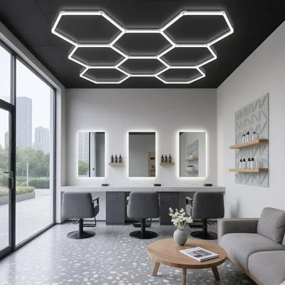 Image de Kit 8 éclairages LED Hexagonal 227,5W - 100lm/W - Blanc Froid 6000K - 8000K
