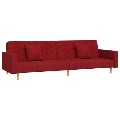 Produktbild von Schlafsofa 2-Sitzer mit 2 Kissen Weinrot Stoff