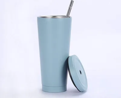 Produktbild von 750ml/25oz Edelstahl Becher Vakuumisolierte Tasse Kaffeebecher Reiseflasche Thermobecher Kaltgetränkebecher mit Strohhalm und Auslaufsicherem Deckel für Eiskaltes oder Warmes Trinken