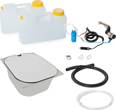 Produktbild von 12V Camping Spüle mobiles Waschbecken Bausatz Spülbecken 325x265x100mm Abdeckung