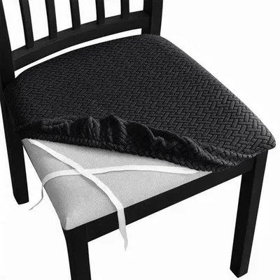 Image de Housses de chaise, lot de 2, universelles, adaptées à différents types de chaises, de grande qualité, idéales pour le salon et la cuisine, faciles à nettoyer et à entretenir, noires.