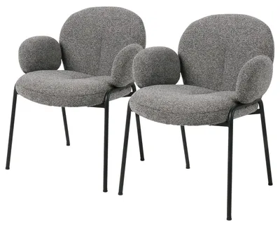 Produktbild von home24 Armlehnenstuhl - 2er-Set - Strukturstoff / Eisen