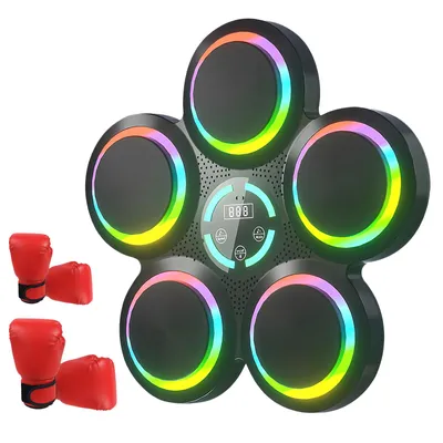 Productafbeelding van Slimme bokszak met Bluetooth, RGB-lichteffecten, 9 verschillende trainingsmodi met LED-teller, geschikt voor thuisgebruik en voorzien van dynamische geluidseffecten