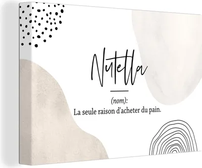Produktbild von OneMillionCanvasses® - Leinwandbilder - 140x90 cm, Nutella - Zitate - Wörterbuch - Sprichwörter - Nutella Definition, Wandbilder Kunstdruck Wanddekoration - Foto auf Leinwand -