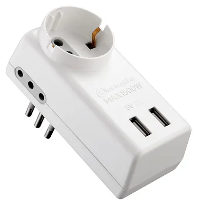 Immagine prodotto di Electraline 71039, adattatore multipresa USB: 1 presa universale, 2 prese bivalenti