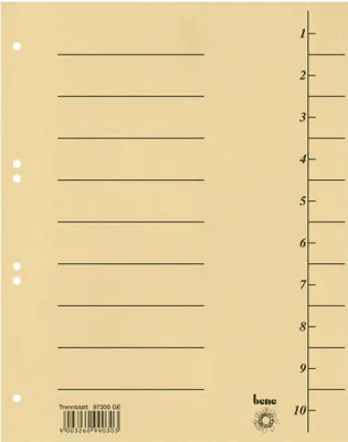 Produktbild von Bene Trennelement - 10 Teile - vorgedruckt: 1-10 - für A4 (210 x 297 mm)