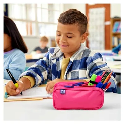 Produktbild von Federmäppchen für die Schule mit 3 Fächern in Fuchsia