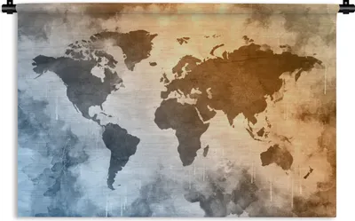 Produktbild von MuchoWow® Wandteppich Wandbehang Weltkarte - Farben - Abstrakt 90x60 cm Tapisserie Dekoration Wandtuch - Wandskulpturen - Bildteppich
