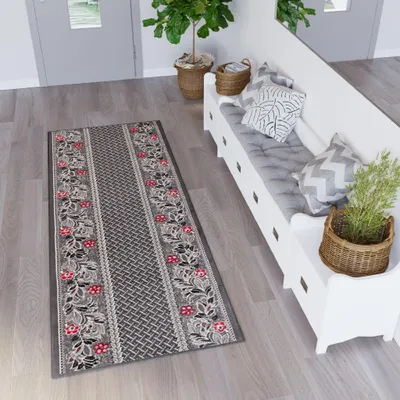 Produktbild von Tapiso Läufer DREAM Modern Grau Rot Schlafzimmer  100 x 230