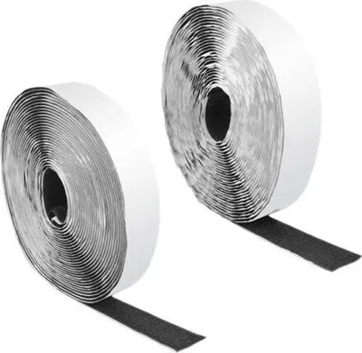 Produktbild von Delock Klettband selbstklebend mit Haft- und Flauschband L 10 m x B 25 mm schwarz