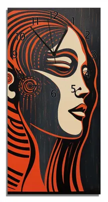 Produktbild von Wallario Design Wanduhr Abstraktes Profil einer Frau aus Echtglas, Größe 30 x 60 cm