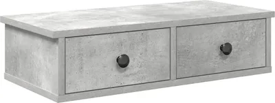 Immagine prodotto di vidaXL Scaffale a muro con cassetti in cemento grigio 60x28x15 cm Materiale in legno