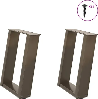 Produktbild von Couchtischbeine U-Form 2 Stk. Naturstahl 38x(42-43) cm Stahl