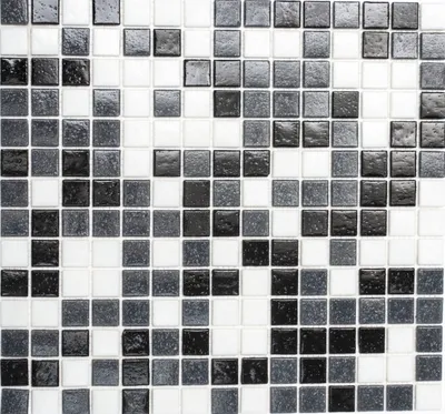 Produktbild von Mosaikfliese Glas Wandfliesen Badfliese Duschrückwand Fliesenspiegel weiß grau schwarz MOS52-0302