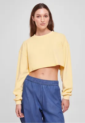 Produktbild von Urban Classics - Damen Cropped Flower Embroidery Terry Sweatshirt VINTAGESUN 5XL