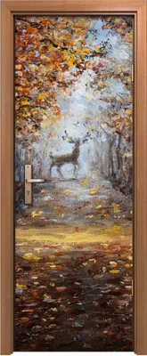 Produktbild von Türposter 70x200 cm Türaufkleber Türtapete Türfolie Klebefolie Landschafts Wald Hirsch im Park Wald