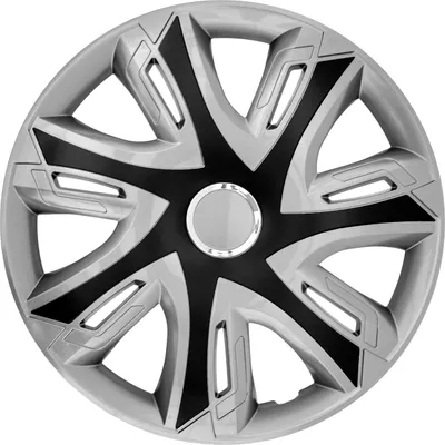 Immagine prodotto di Copricerchi per cerchi in acciaio Set di 4 coprimozzi per auto Adatto alla maggior parte delle marche e dei cerchi Plastica ABS argento/nero 15