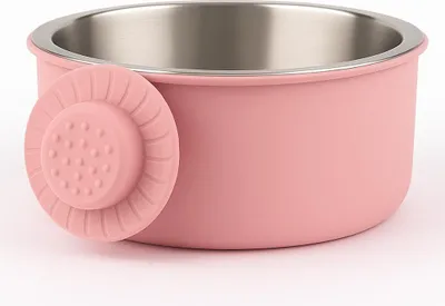 Image de Écuelle métallique XL pratique pour les oiseaux en rose pastel - Parrot Planet
